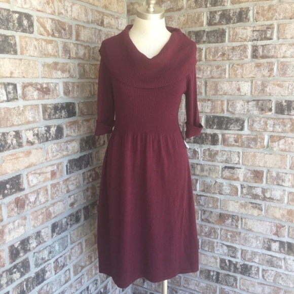Evan-Picone Cowl Neck Long Sleeves Sweater Dress - Picture 1 of 7
